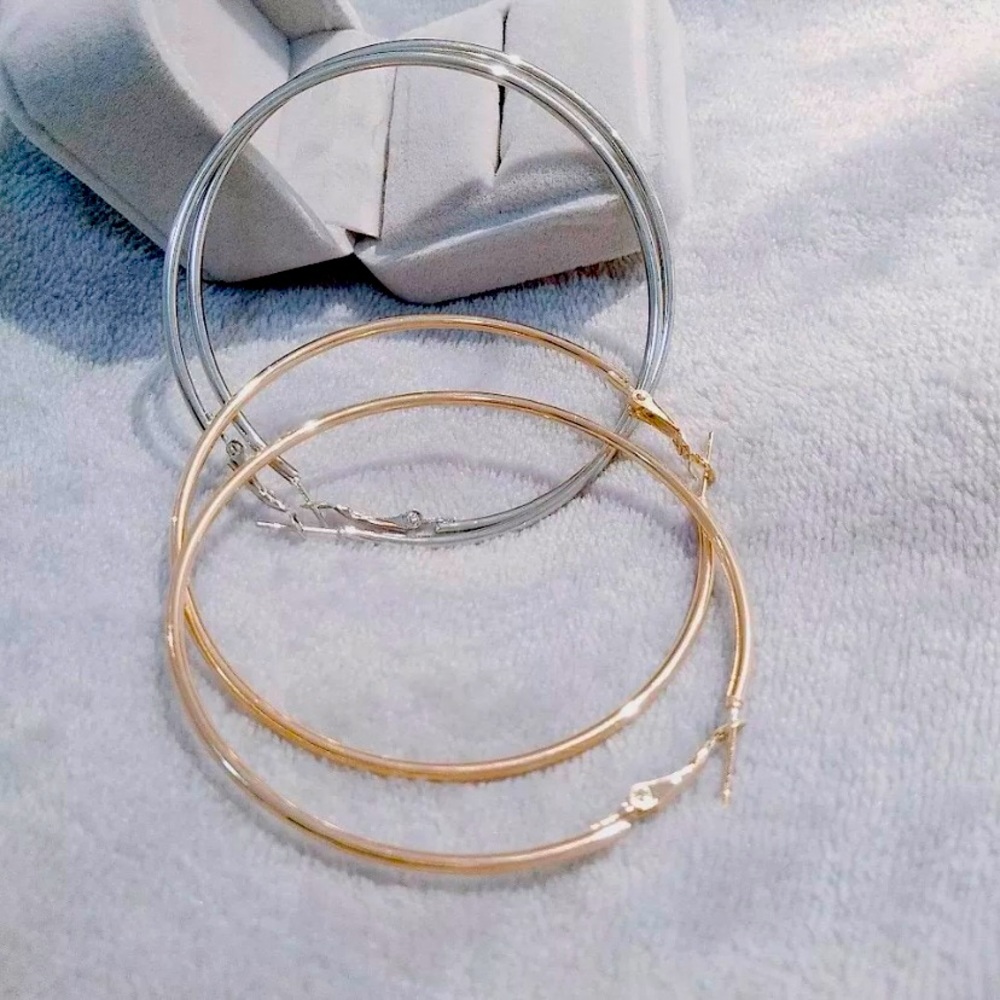 Solid 925 Real Sterling Silver Hoop Earrings
